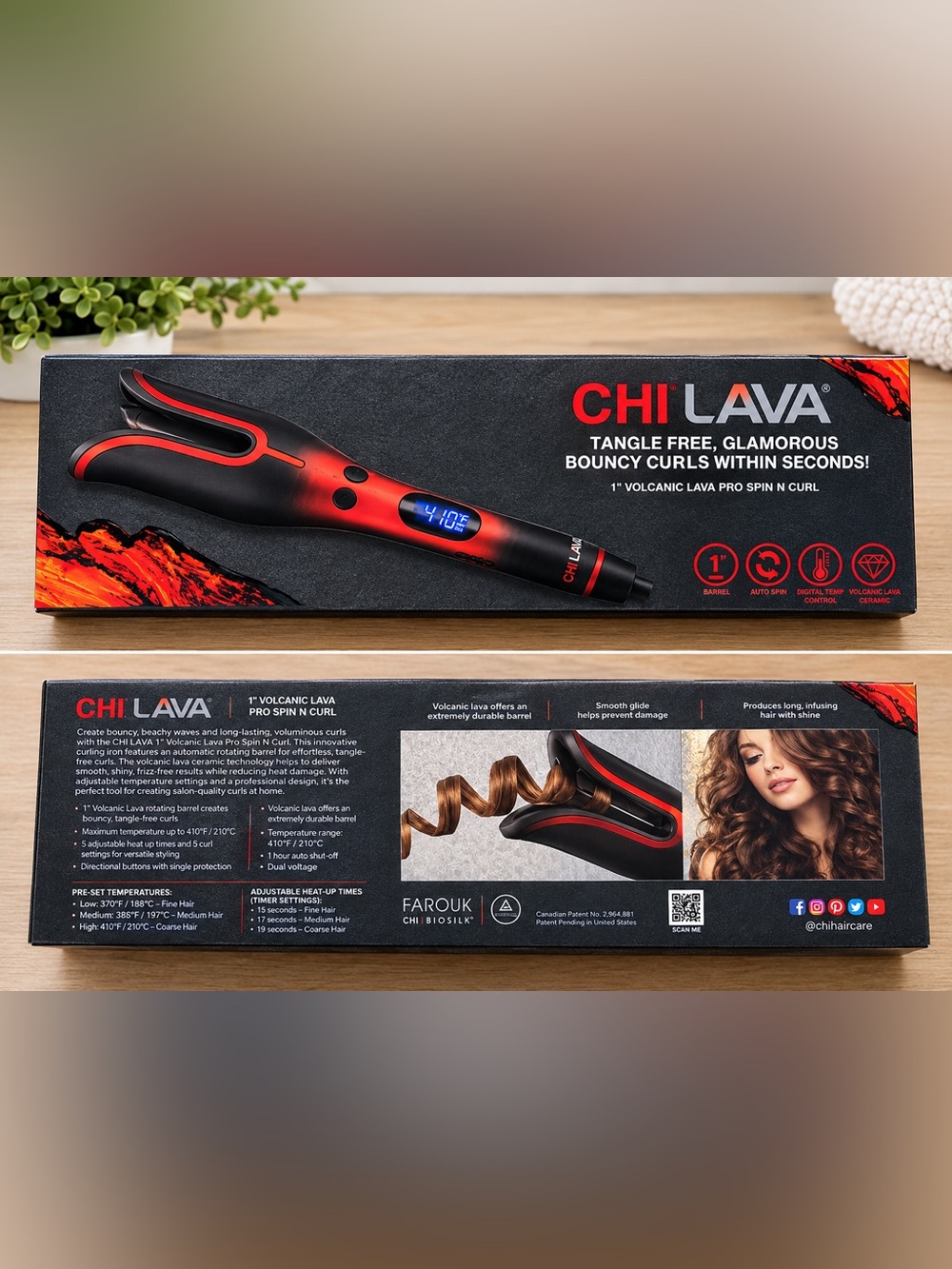 CHI Lava Pro Spin N Curl Volcanic Lava 1" Curling Iron